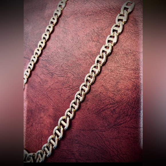 Vintage Mariner Link Chain Necklace. Chunky Statement Necklace Graduated links - Picture 12 of 15